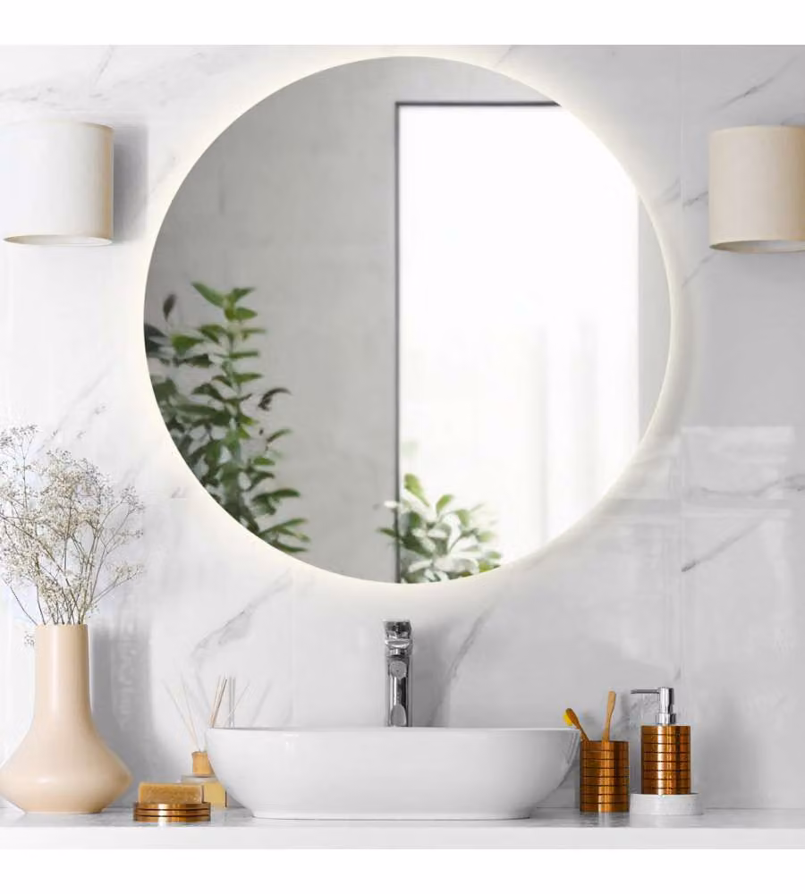 Divina Home Specchio da Bagno Luna Rotondo Retroilluminato d.80 cm