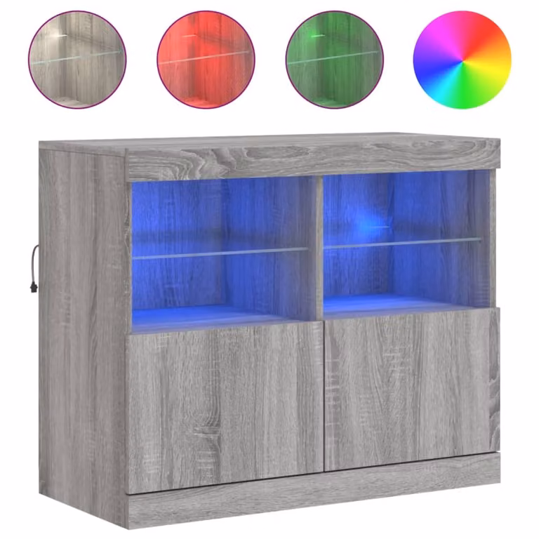 Credenza con Luci LED Grigio Sonoma 81x37x67 cm