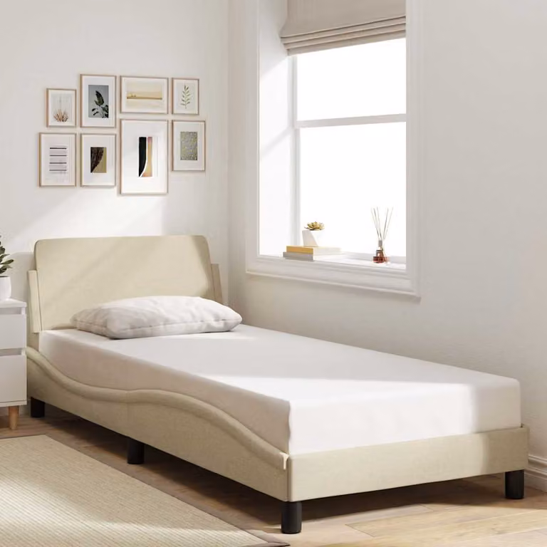 Giroletto con Testiera Dover vidaXL in tessuto beige, L 80 cm x P 200 cm