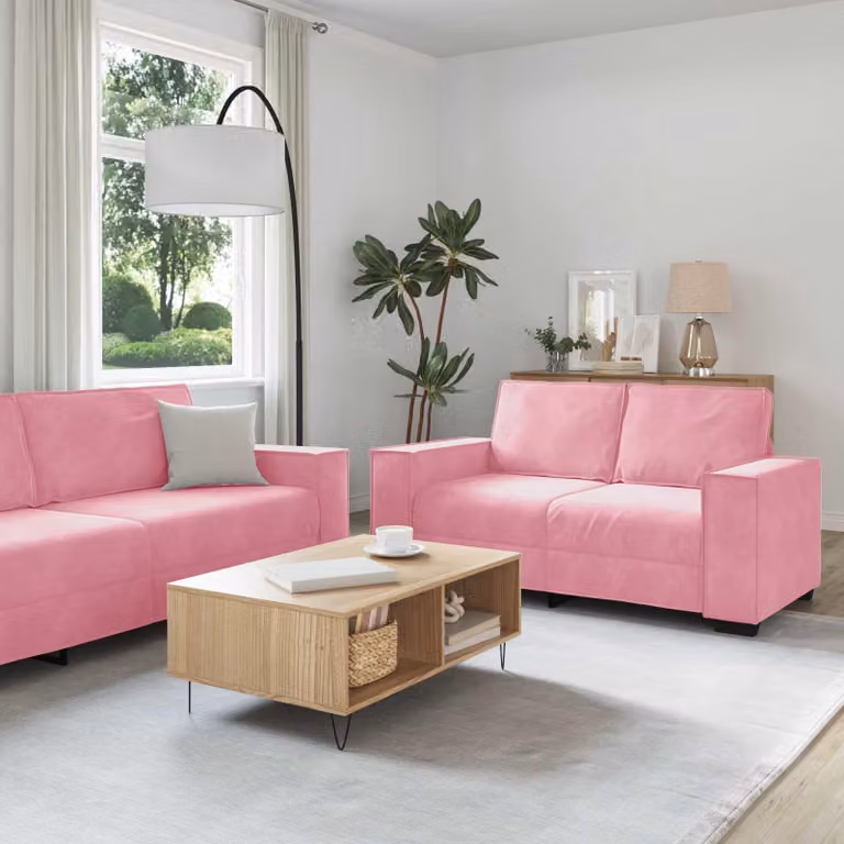 Maison Exclusive - Set divano a 2 posti con cuscini in velluto rosa