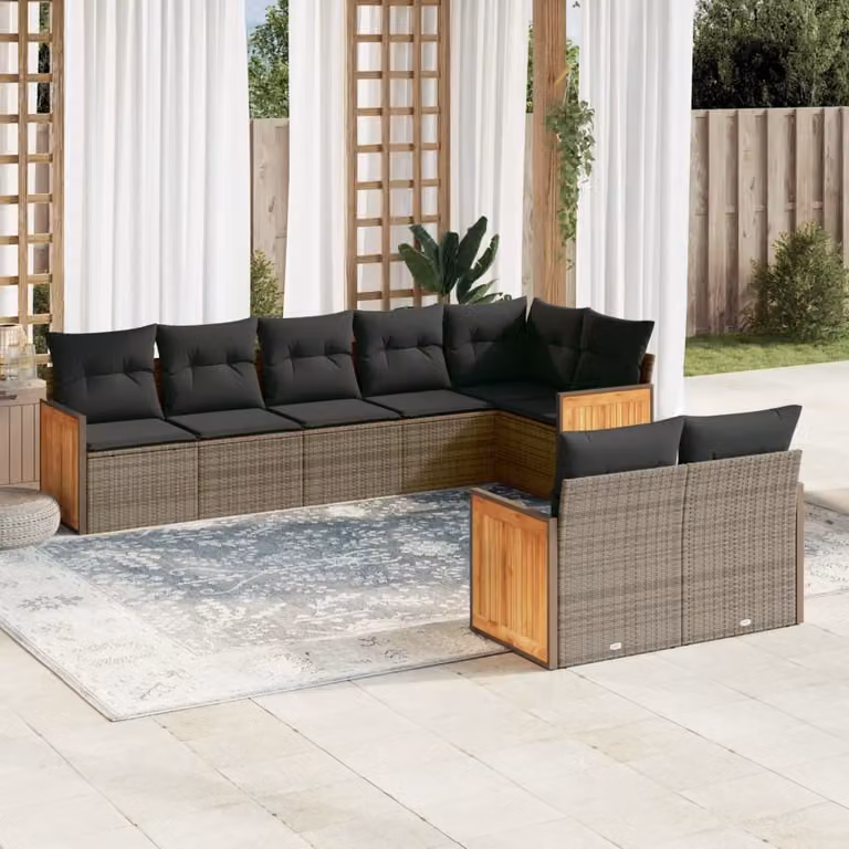 Maison Exclusive - Set da giardino 8 pezzi con cuscini grigio in polyrattan