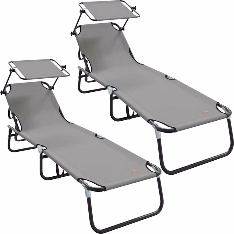 Lettino prendisole pieghevole 2 pcs Grigio 190 x 57 x 81 cm