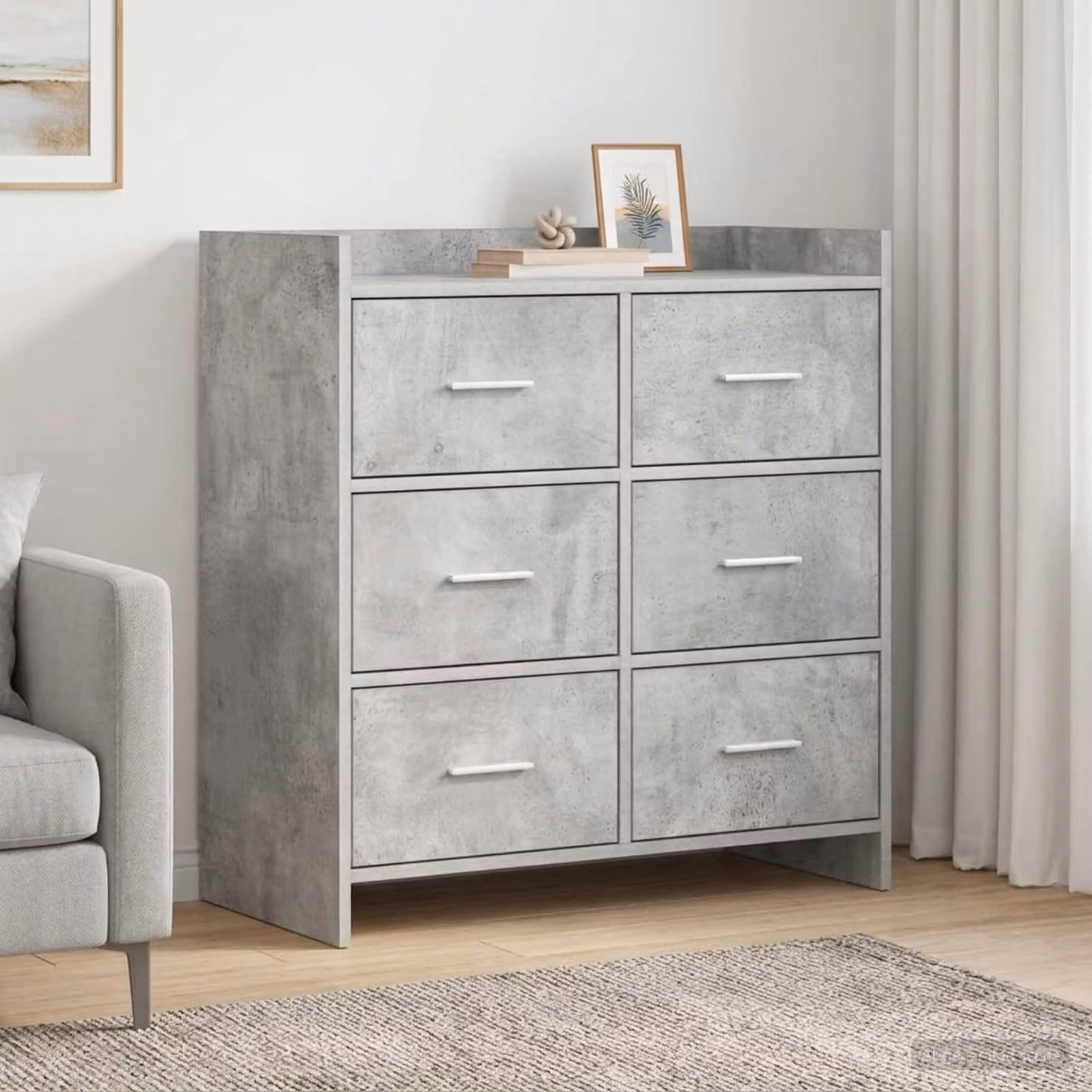 Credenza moderna vidaXL in legno ingegnerizzato e metallo, Grigio, L 75 cm x P 33 cm x H 80 cm