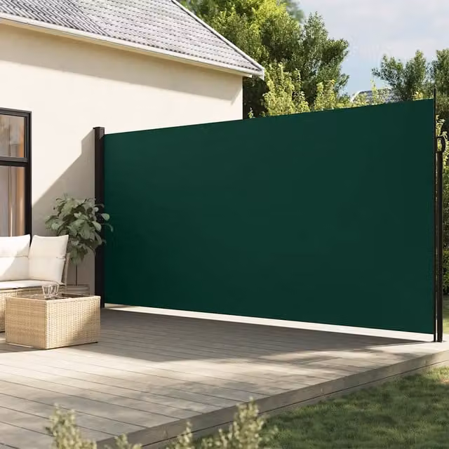 Tenda da Sole Laterale Retrattile-Tenda parasole per giardino Verde Scuro 220x500 cm