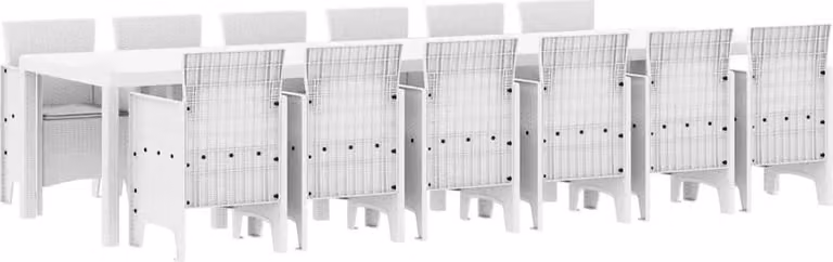 Set da Pranzo per Giardino 13 pcs Bianco Rattan Polt