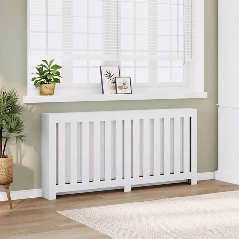 Copertura per termosifone vidaXL in legno multistrato bianca, L 175 cm x P 20 cm x H 82 cm