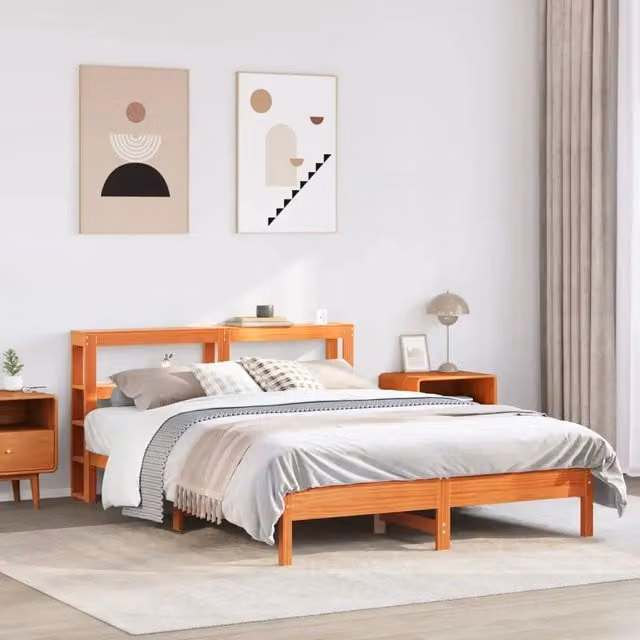 Letto senza Materasso Marrone Cera 140x190 cm in Legno di Pino 3306161