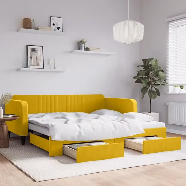 Divano Letto Moderno vidaXL in Velluto Giallo per Soggiorno e Camera da Letto