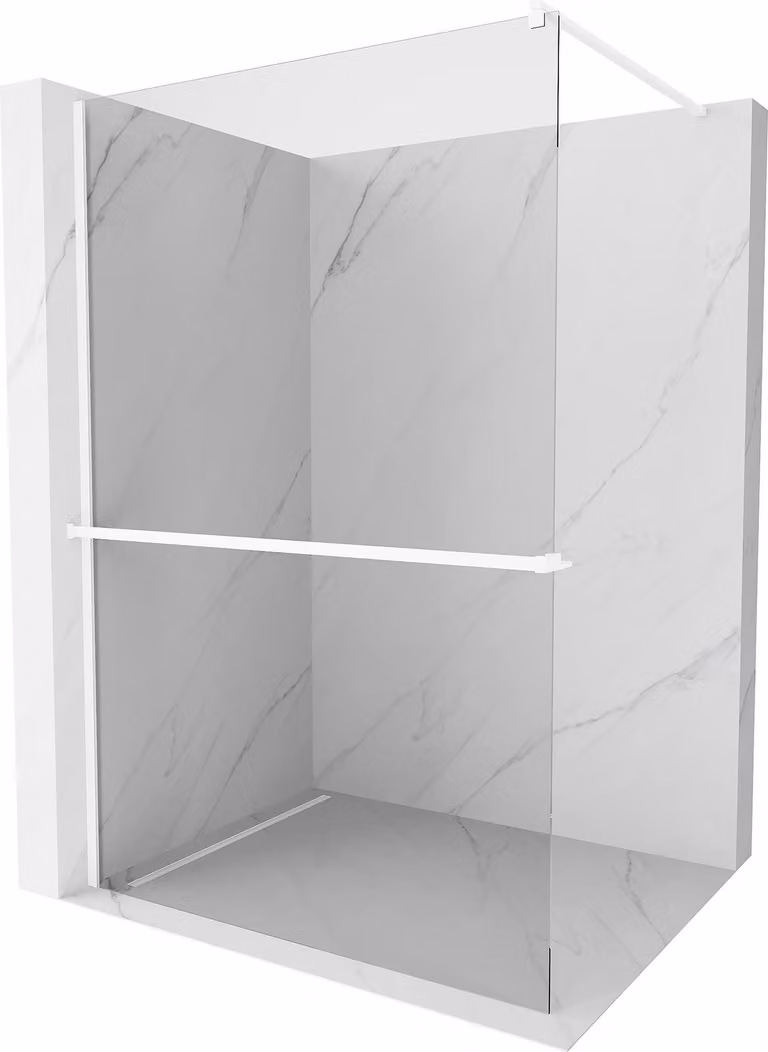 Mexen Kioto+ pannello doccia con mensola Walk-in 130 x 200 cm, trasparente, bianco - 800-130-121-20-00