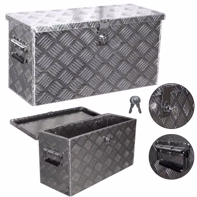 trucky Truckbox, cassone in alluminio per timone, cassone per rimorchio in 15 misure, cassetta degli attrezzi con serratura e chiave, robusta e impermeabile, modello: D040 (59 x 25 x 31 cm)