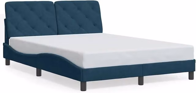 Letto matrimoniale | Letto per adulti | Giroletto senza Materasso Blu 140x200 cm in Velluto