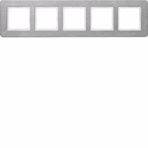 Cornice Berker a 5 moduli orizzontale, Q.7, acciaio inossidabile spazzolato, acciaio inossidabile, acciaio inossidabile, senza viti, Berker, Q.7, IP20