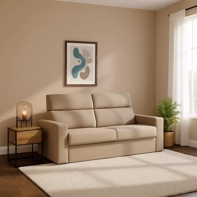 Divano Letto Ecate DMORA a 2 Posti con Rivestimento Sfoderabile, Grigio Tortora, L: 200 cm, P: 95 cm – 1