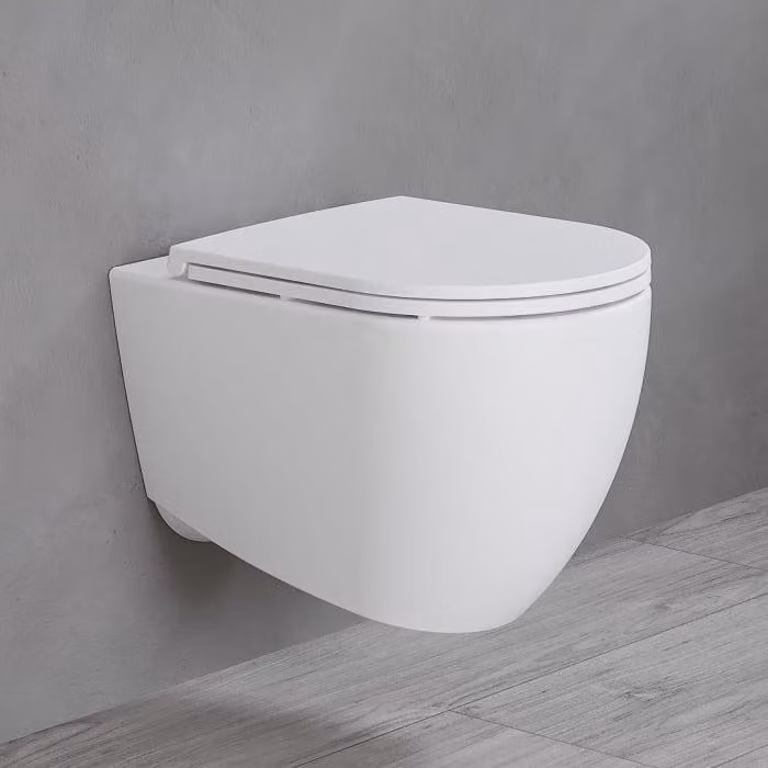 Water WC a muro, senza anello di scarico, completo di sedile