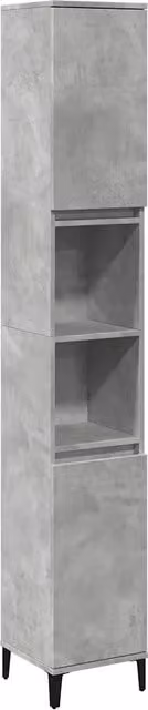 Armadietto da bagno sospeso in stile industrial in legno e metallo grigio, L: 30 cm, P: 30 cm, H: 190 cm