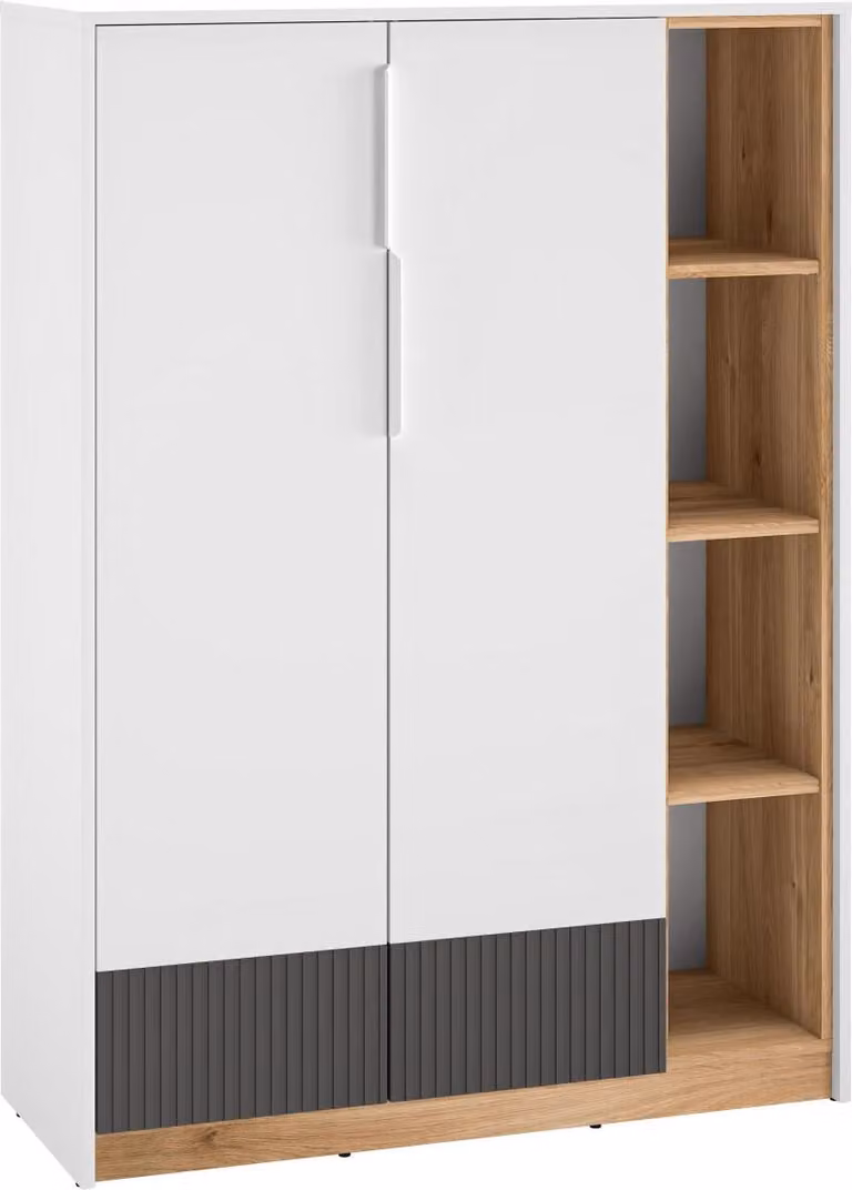 Credenza FURNLUX Torino Grafite E Bianco E Rovere 101cm / Colore principale: Bianco / Dimensioni: 101 x 140 x 40 cm