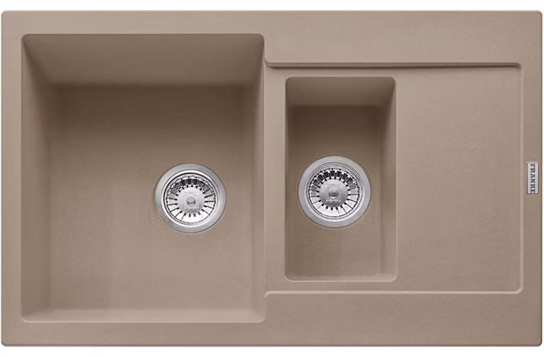 FRANKE Maris MRG 651-78 in CASHMERE con valvola a pulsante e scolapiatti / Dimensioni di incasso 760 x 480 mm / Lavello da incasso