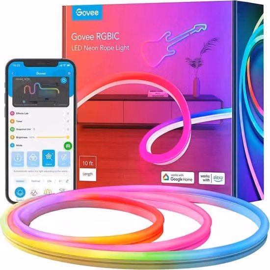 Fascia LED a LED RGBIC 3 mette App di Controllo e Sincronizzazione Musicale - Illuminazione Flessibile per Salotto e Camera da Letto