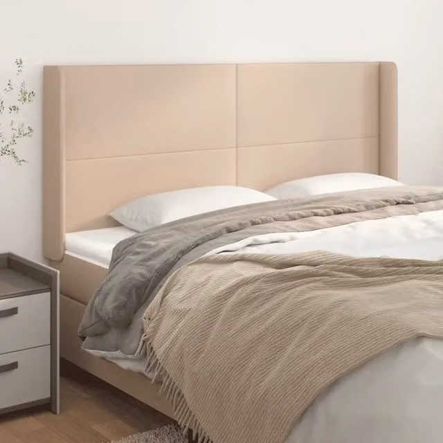 Testiera ad Orecchio-Testata con Orecchie Cappuccino 163x16x118/128 cm in Similpelle