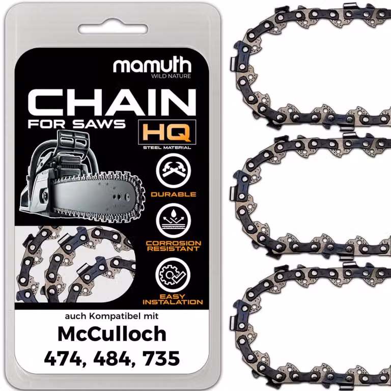 3 catene per motosega, lunghezza 40 cm, passo 1,3 mm, larghezza 3/8", modello 55 TG, compatibili con motoseghe McCulloch 474, 484, 735