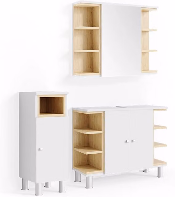 Set mobili bagno Aquis Bianco 3 pezzi Vicco