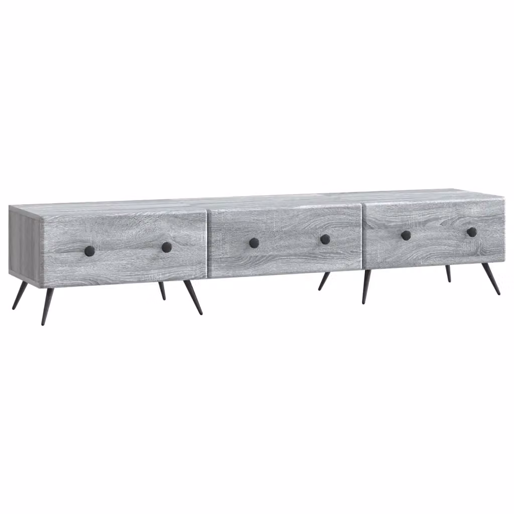 Mobile TV moderno vidaXL in legno MDF grigio, L: 147 cm, P: 34,5 cm, H: 30 cm – 2
