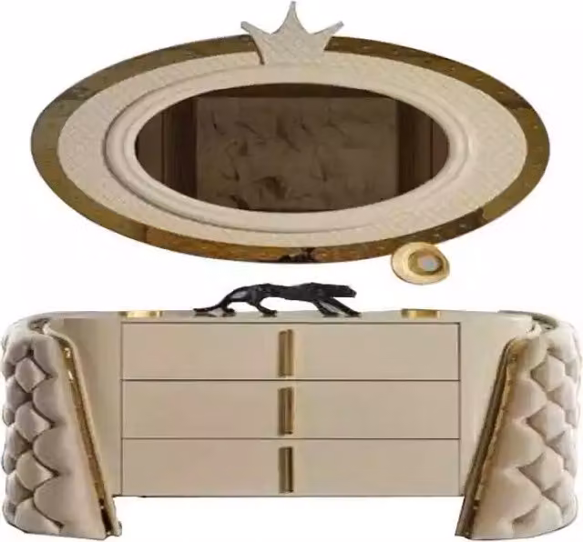Schminktisch Spiegel Luxus Konsole Kommode Schlafzimmer Holz Modern Design