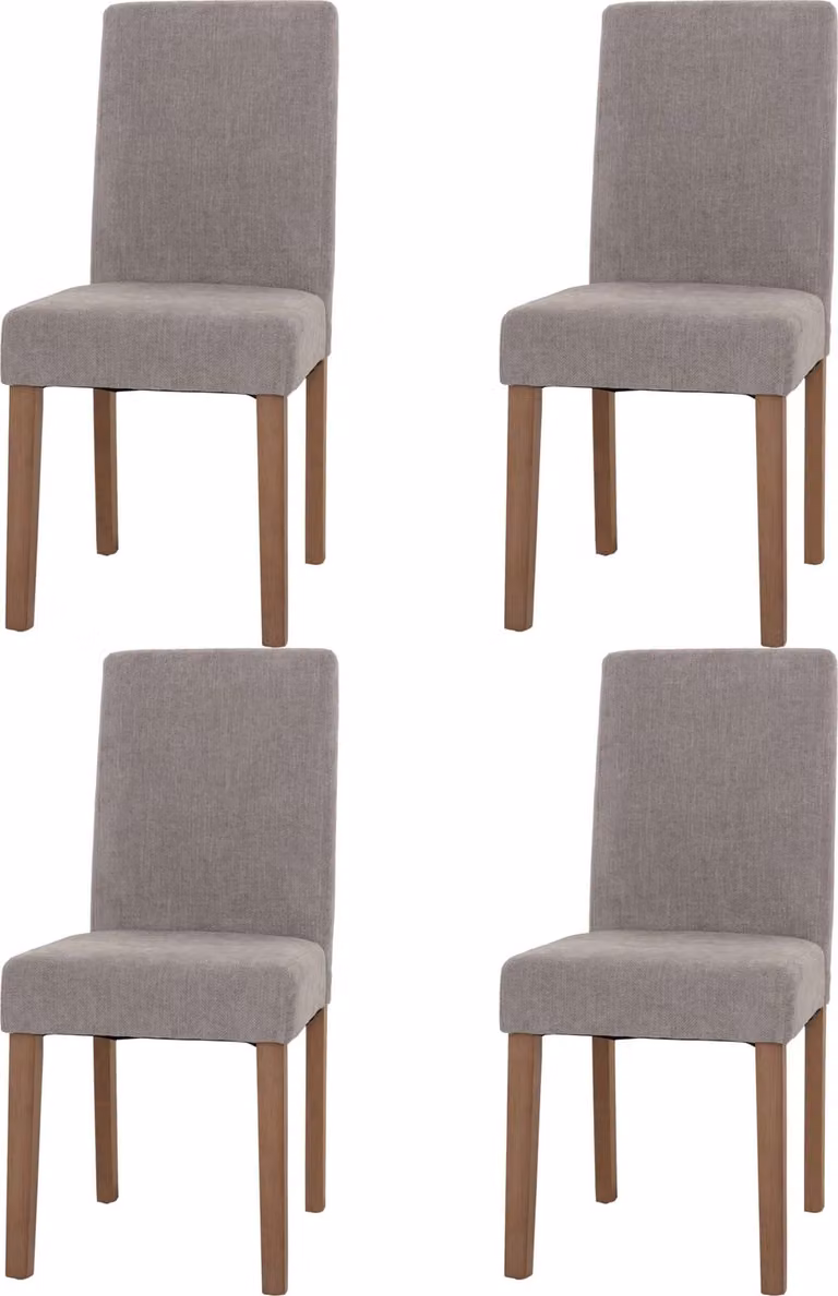 Set di 4 sedie da sala da pranzo classiche e intramontabili | A x L x P 90 x 42 x 50 cm | Altezza seduta 47 cm | Tessuto/textile ciniglia Legno | Gambe color naturale | Grigio chiaro | Sedia Sedia da cucina Sedia con schienale alto