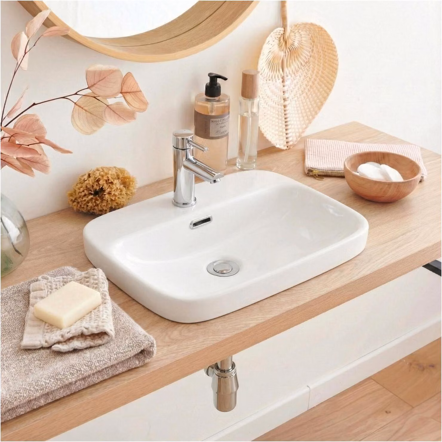 Lavabo rettangolare semincasso in Vetroceramica bianca, 48x37cm