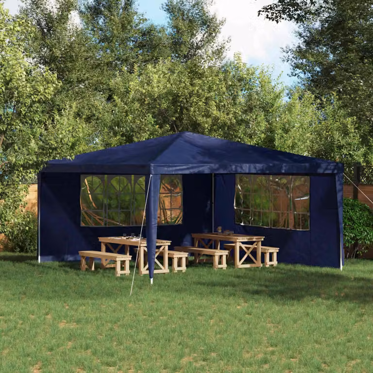 Maison Exclusive - 2 pannelli laterali per tenda da festa, dimensioni 400 x 195 cm, colore blu, realizzati in polietilene (PE) e acciaio
