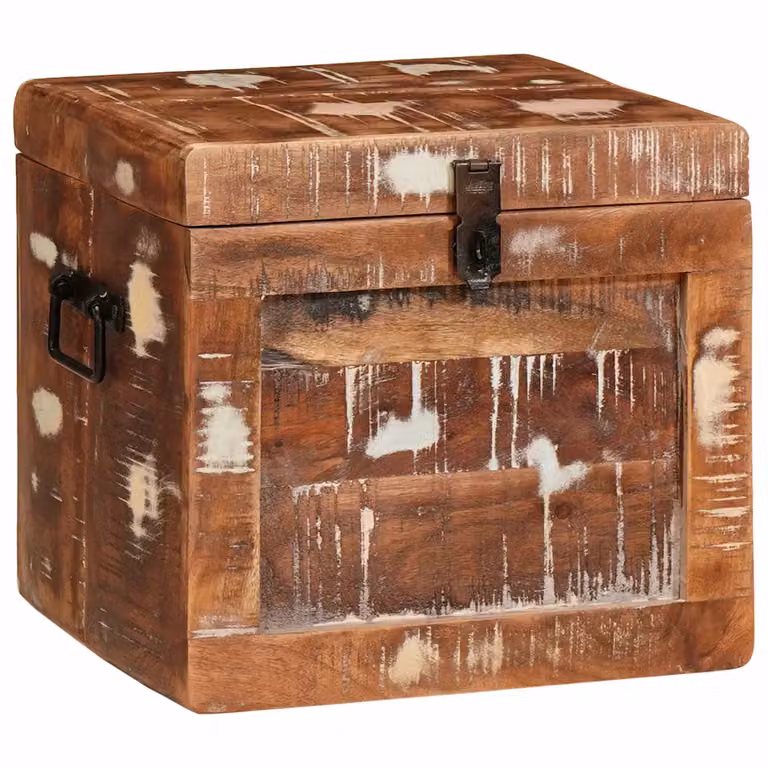 Scatola di stoccaggio vidaXL in legno di mango massello e metallo, stile rustico, marrone multicolore
