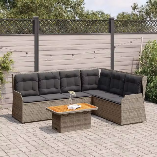 Set Divani da Giardino 5 pz con Cuscini in Polyrattan Grigio 3262472