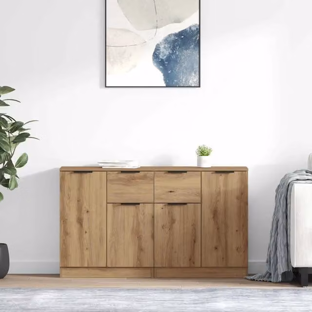 Set di 2 credenze moderne vidaXL in rovere marrone L/P/H: 60 x 30 x 70 cm
