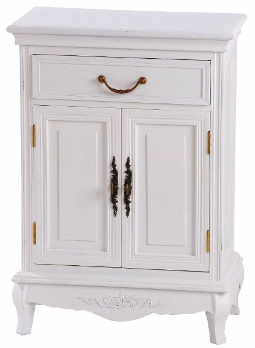 Casa Padrino cassettiera in stile country bianco antico 53 x 30 x h. 75 cm - Mobili Shabby Chic