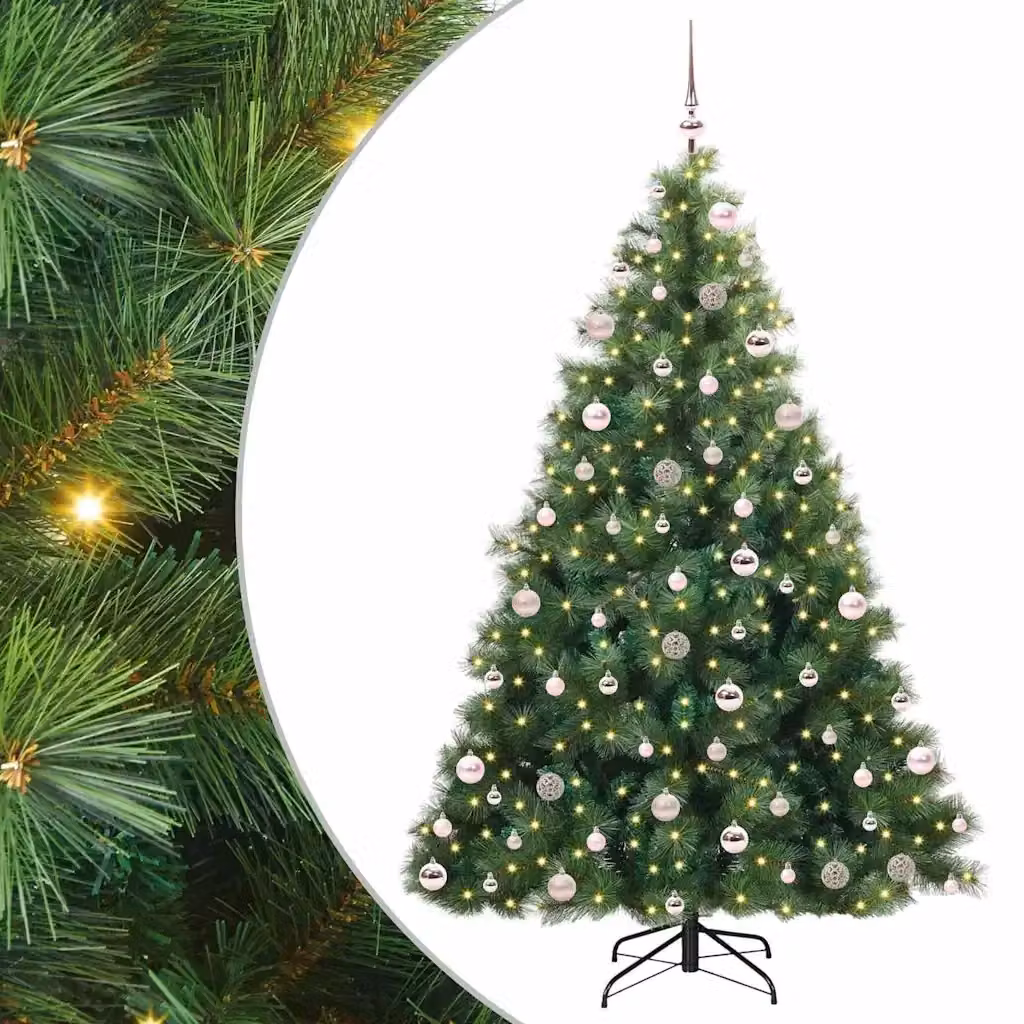 Albero di Natale artificiale moderno vidaXL verde con 300 LED luce bianca calda in PE e PVC, Altezza: 210 cm – 2