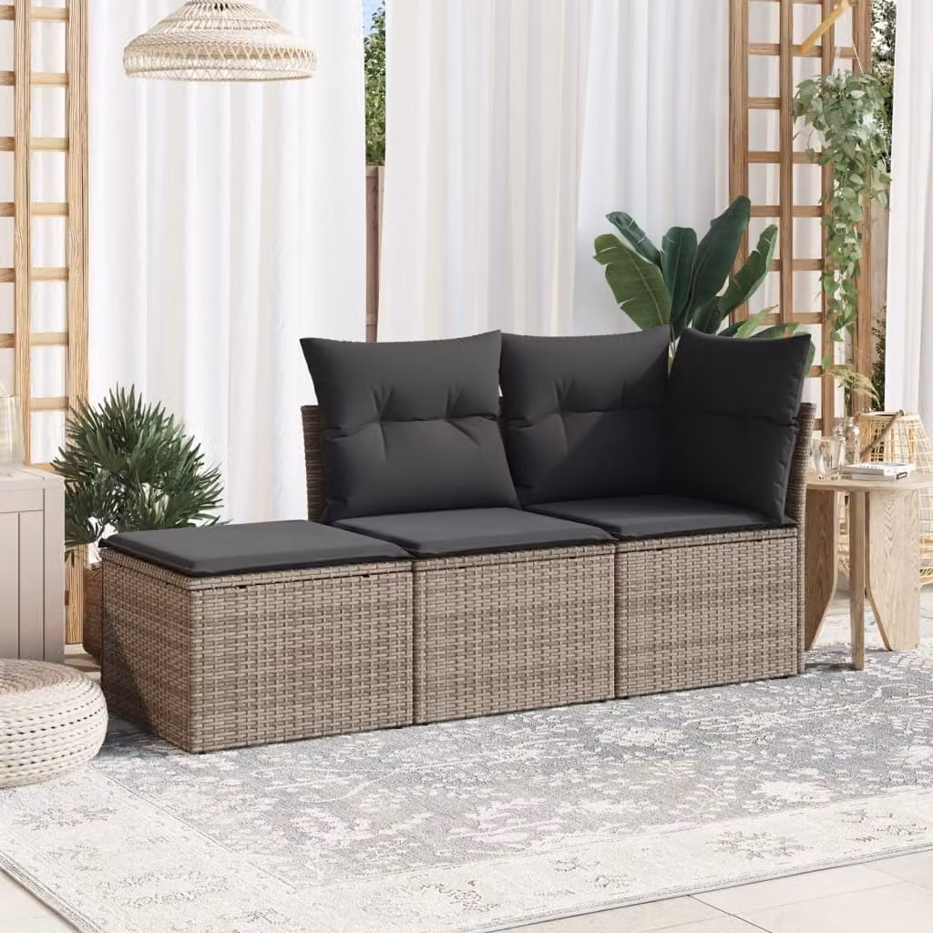 Maison Exclusive - Set da giardino 3 pezzi con cuscini Grigio Poly Rattan