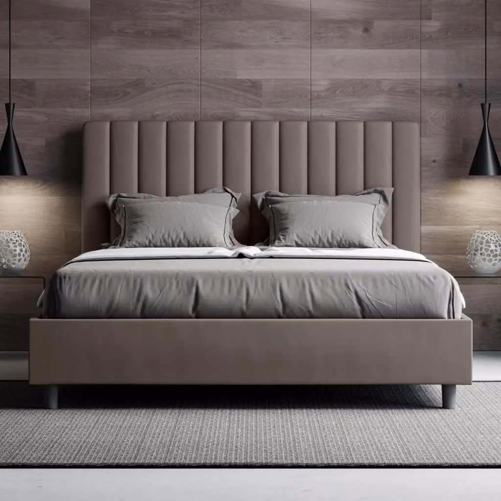 Letto Matrimoniale con Contenitore e Rete a Alzata Giordanoshop Beige L/P/H: 160 x 200 x 122 cm – 2