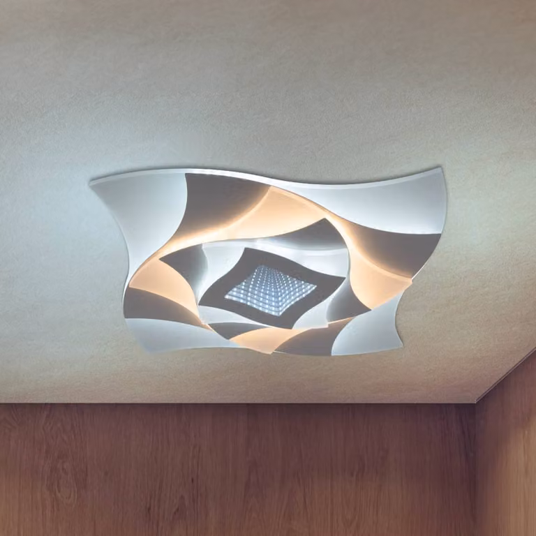 Näve Plafoniera a LED Liora, dimmerabile, Bianco / Opale, Soggiorno / Sala da pranzo, Metallo, Moderno, Plafoniera LED