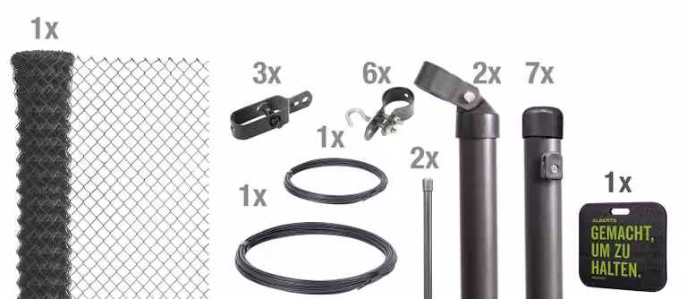 Alberts 697143 Recinzione in rete metallica come set completo, per la posa in calcestruzzo con cuscinetto a ginocchio, antracite metallizzato, altezza 80 cm, lunghezza 15 m