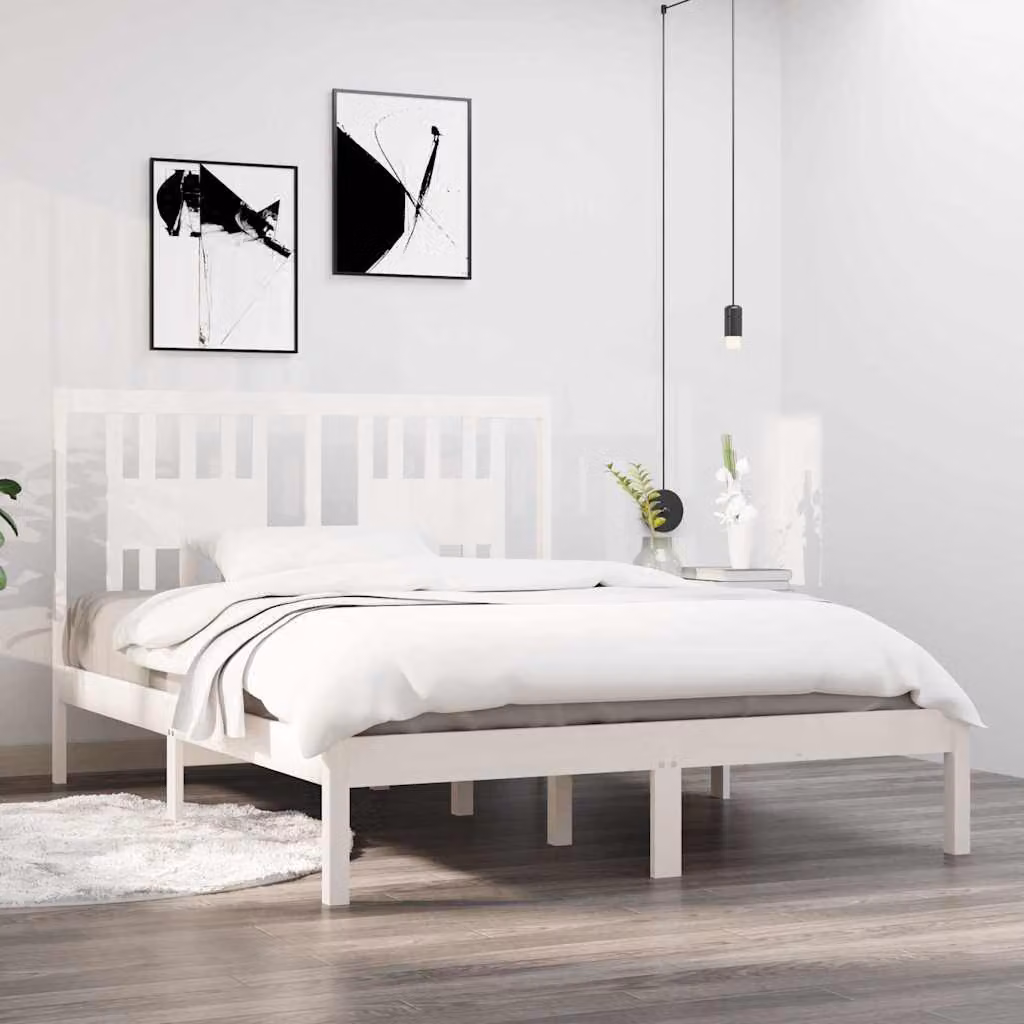 vidaXL Giroletto in legno massello di pino bianco L/P/H: 140 x 190 x 146 cm