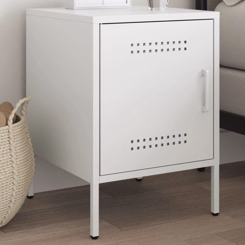 Comodino sospeso vidaXL in metallo bianco stile industriale L 36 cm, P 39 cm, H 50,5 cm