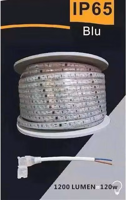 Trade Shop - Striscia Led 3535 220v 12w/mt 120led/mt 100 Mt 8mm Vari Colori Di Luce 3535-120d - -blu -