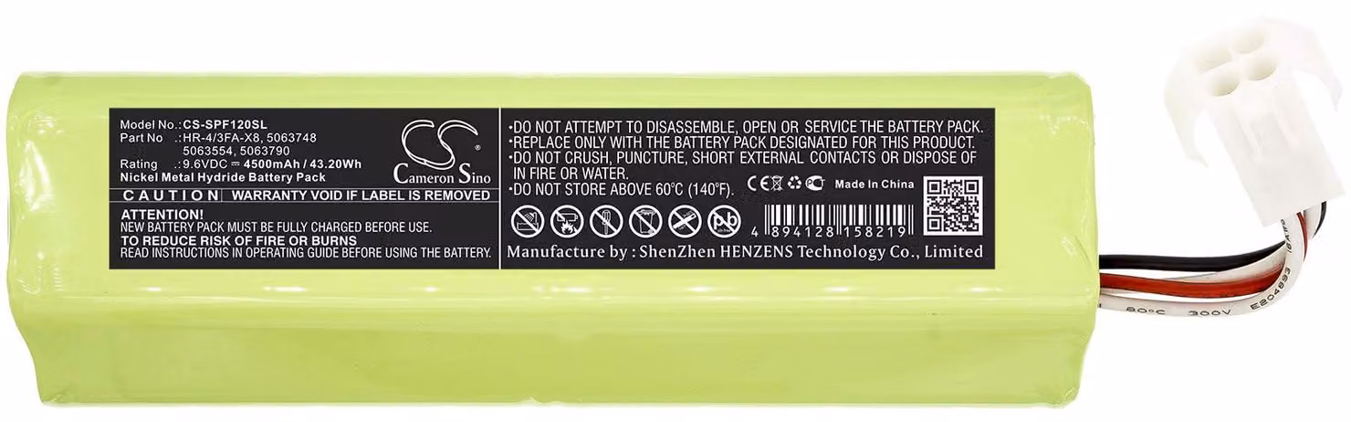 Batteria Ni-MH da 9,6V e 4500mAh, compatibile con PM, 3M e Scott Proflow