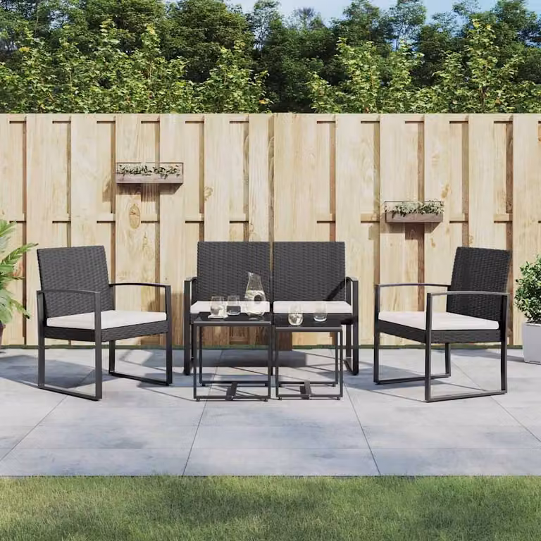 Set da pranzo da giardino moderno vidaXL in metallo e vetro, colore nero antracite e bianco con finitura opaca