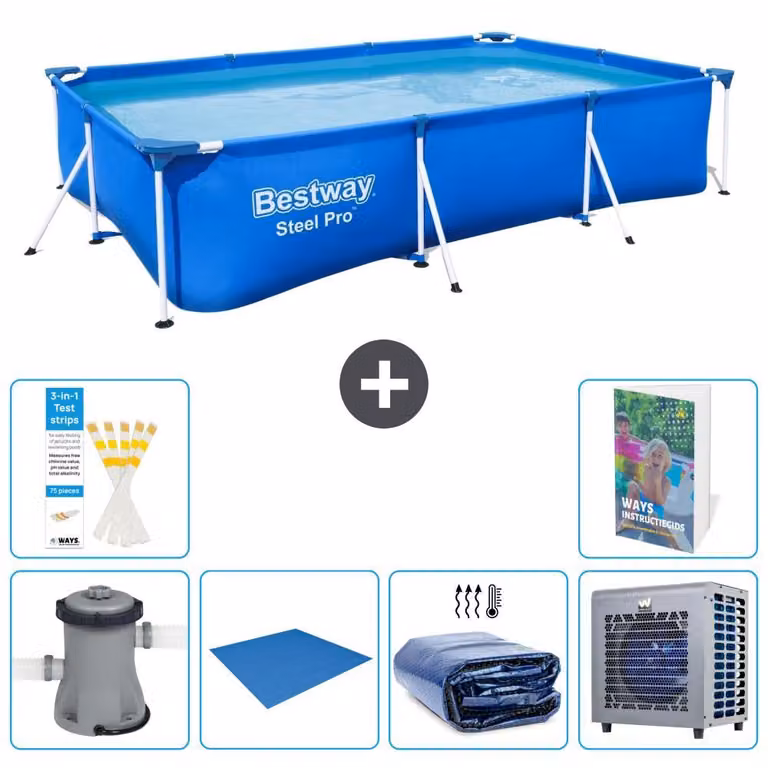 Bestway Steel Pro, piscina rettangolare - 300x201x66 cm - composta da 5 parti, modello S278