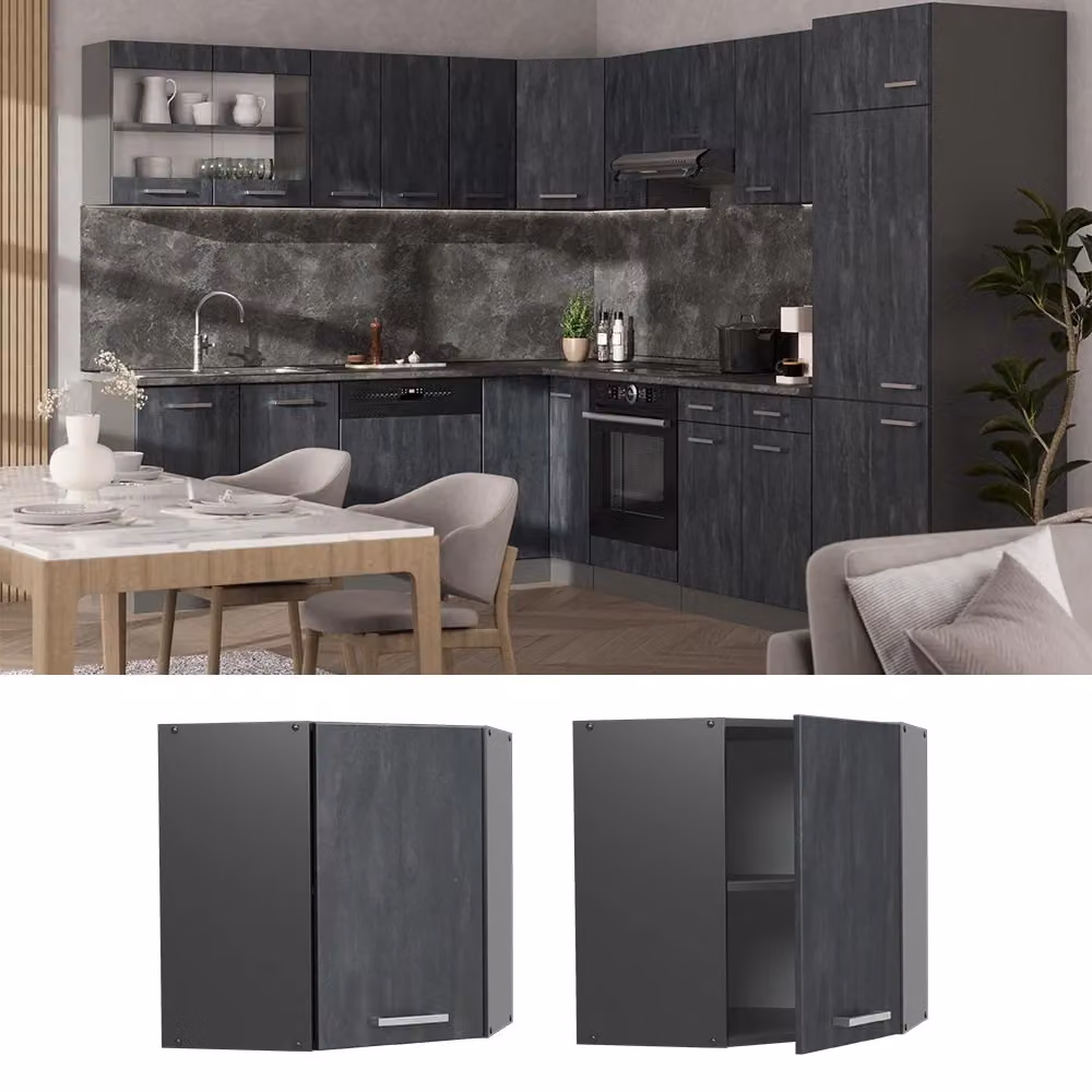 Mobile angolare da cucina Vicco R-Line nero e antracite L: 57 cm, P: 31 cm, H: 60 cm – 2