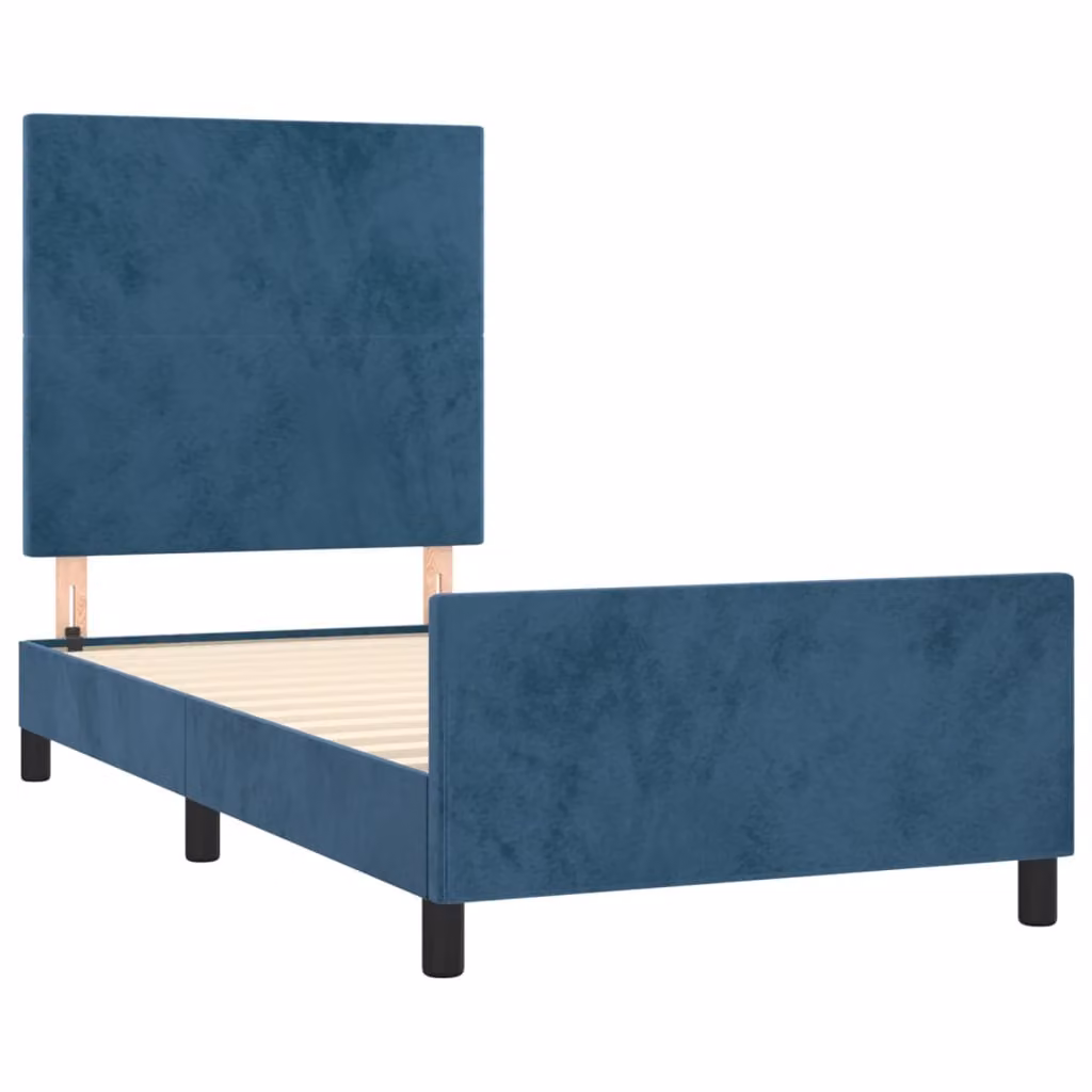 Giroletto senza Materasso Blu Scuro 100x200 cm in Velluto