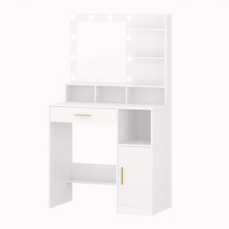 Tavolino da trucco - Comodino da trucco - Tavolino per il trucco - Tavolino per il trucco professionale - Comodino - 10 lampade a LED