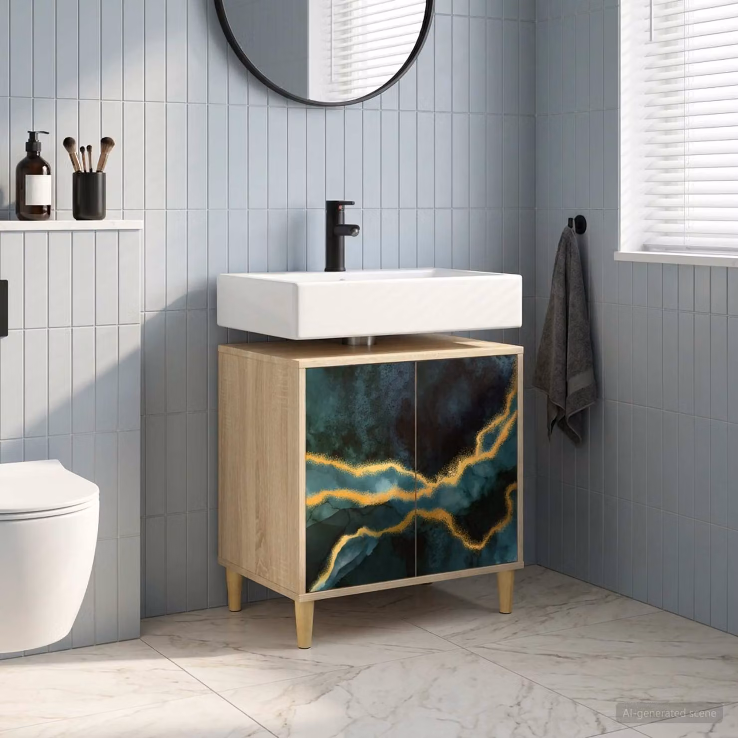 Mobile da bagno vidaXL WIJHE in legno e MDF color Sonoma, L 60 x P 40 x H 60 cm