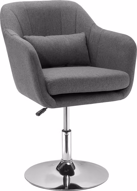 Poltroncina girevole HOMCOM con braccioli e altezza regolabile, Grigio, L/P/H: 57 x 57 x 77.5-87 cm